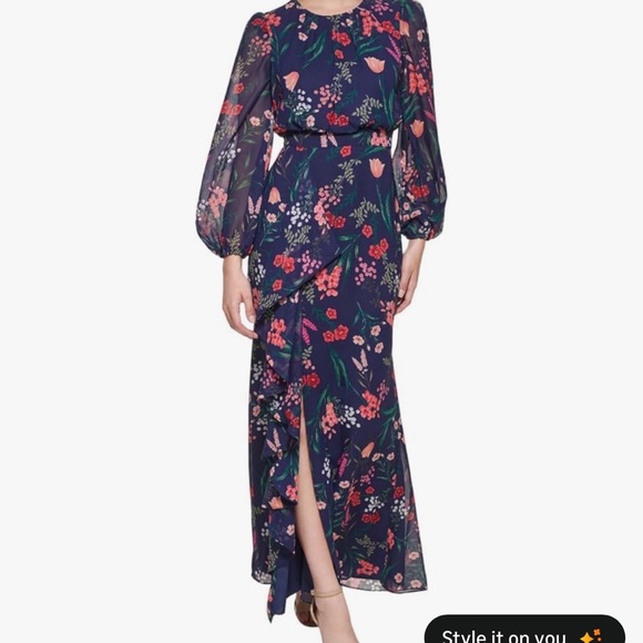 Floral Navy Maxi Dress - Picture 2 of 4